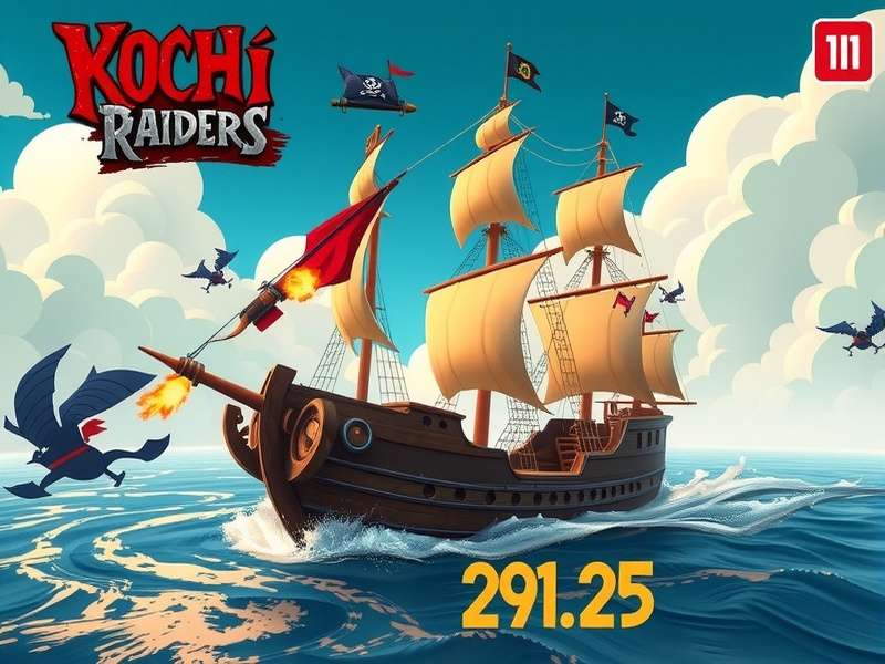 Kochi Raiders Pirate Adventure gameplay screenshot showing pirate ship battle